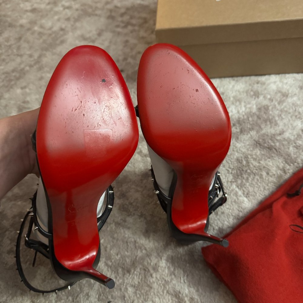 Christian Louboutin Bombina Leather Spike Strappy Red Sole Sandals - Picture 2 of 7